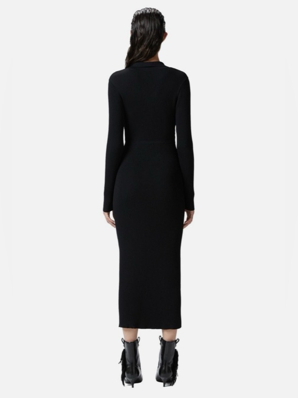 Pinko Brown Ribbed Midi Dress with Side Buttons - Picture 4 of 16